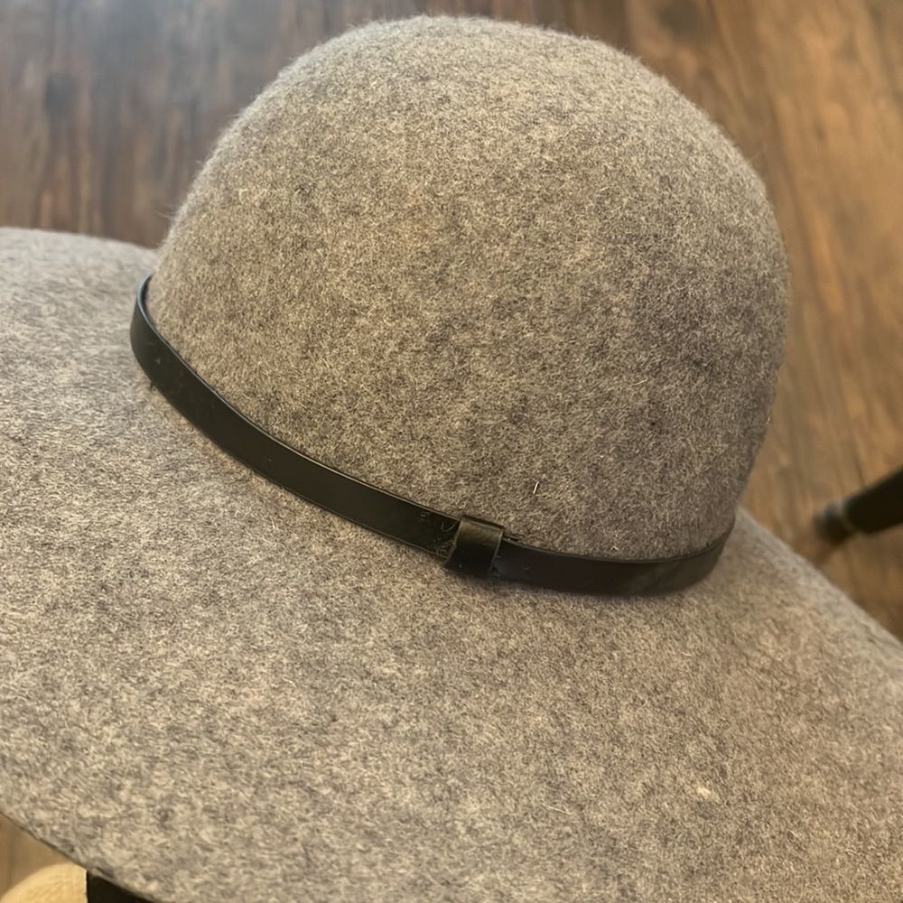 Womens Gray fall floppy hat wide brim accessories s/m designer chic autumn - Picture 3 of 7